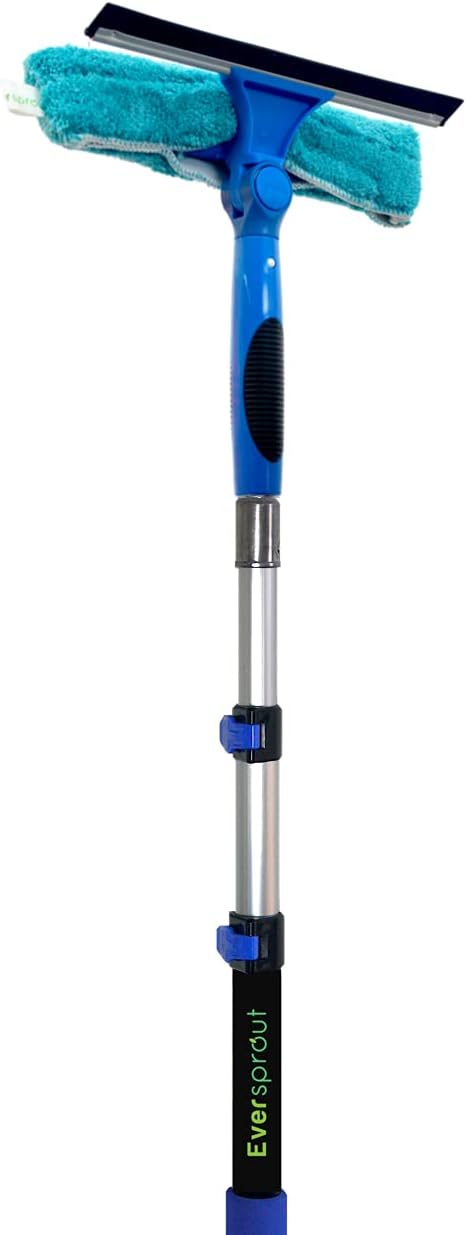 Swivel Squeegee and Microfiber Window Scrubber with Aluminum Extension Pole, 10-inch Blades Pack of 2 E4447