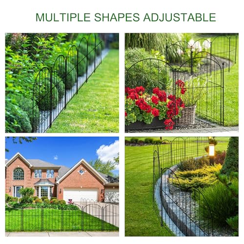 Arched Rustproof Metal Garden Fence Border, 10 Panels, 24 in(H) x 10 ft(L) T4650