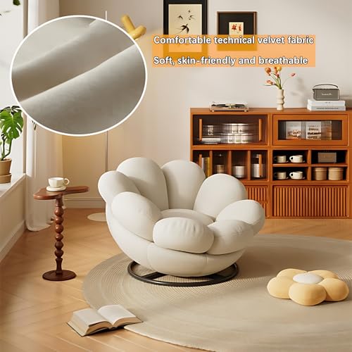Blue Pumpkin Shape Swivel Lounge Chair with Ottoman X988179