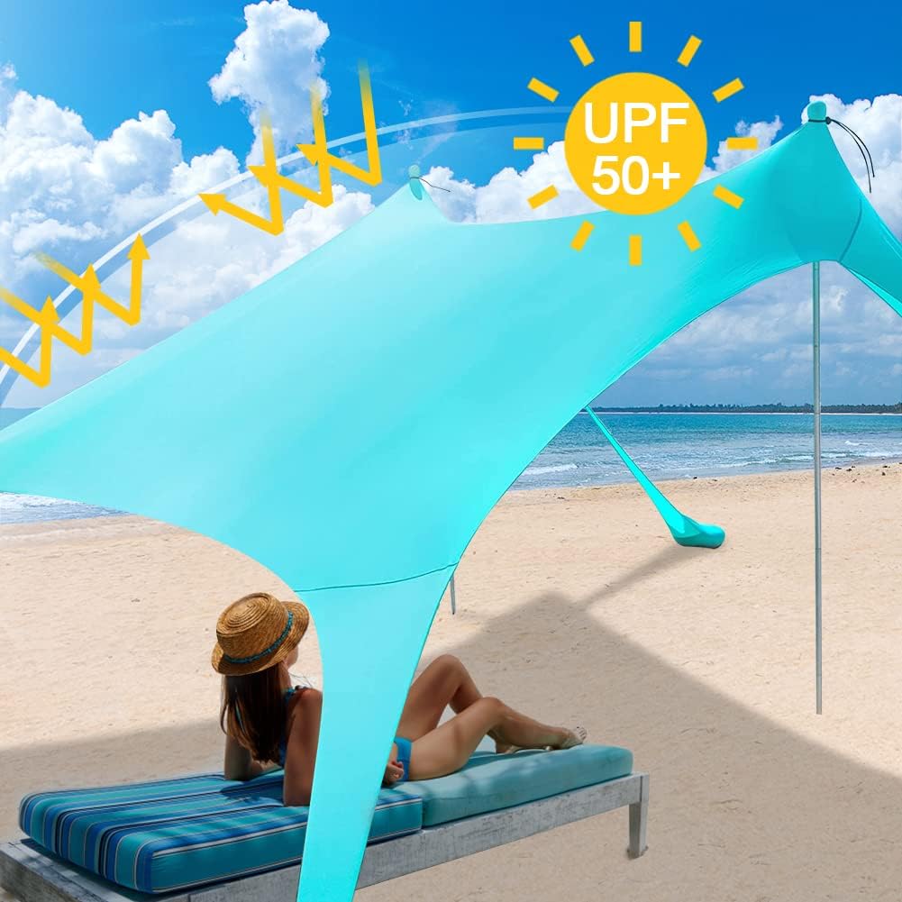 10 x 10 FT UPF50+ Beach Tent Sun Shelter with Carrying Bag F7409