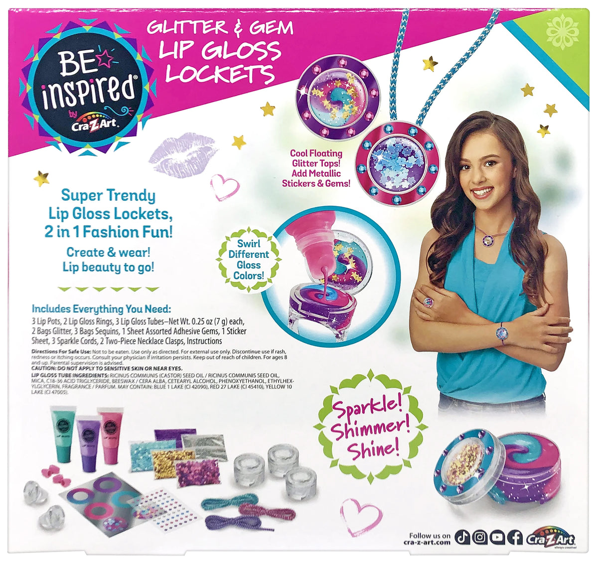 Glitter & Gem Lip Gloss Lockets Multicolor Craft Kit L133