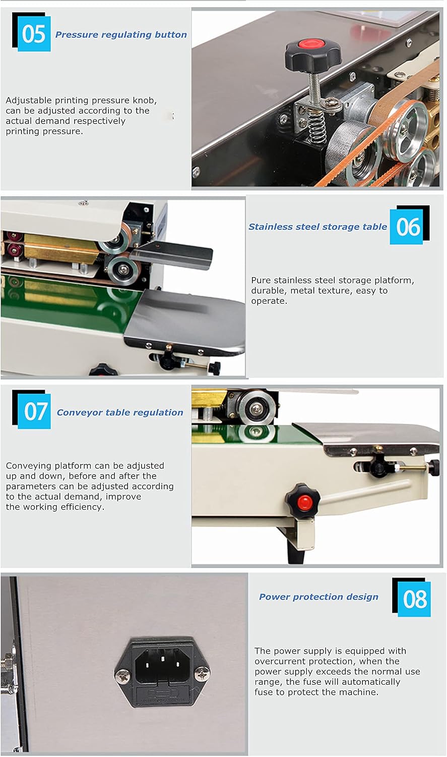 Continuous Sealing Machine Automatic Band Sealer with Digital Thermostat for Plastic Poly Bag Film 110V M720