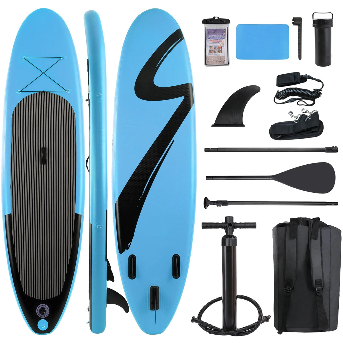 10' Inflatable Stand Up Paddle Board with Paddle, Leash, Pump & Backpack L260