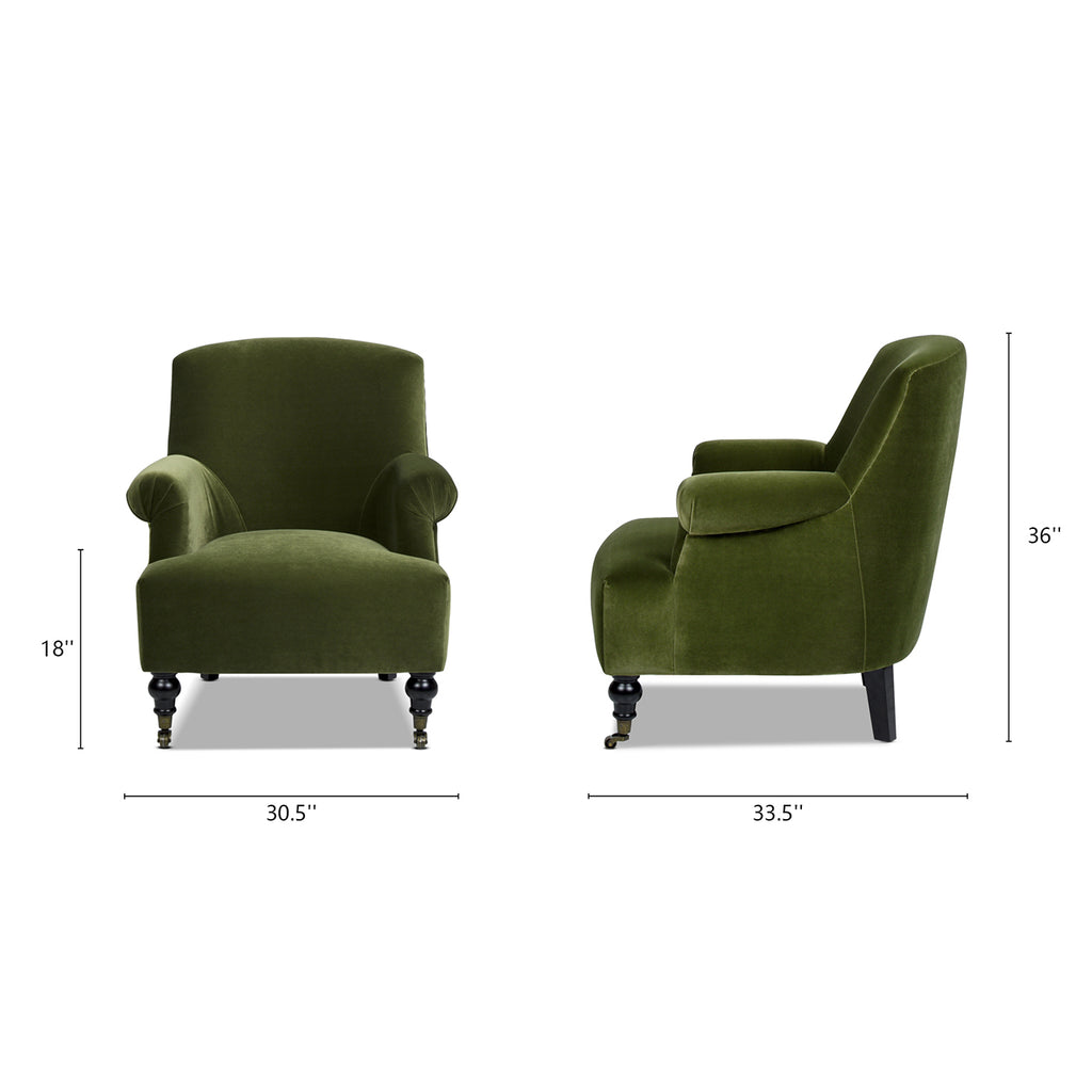 Olive Green Performance Velvet Accent Armchair D153