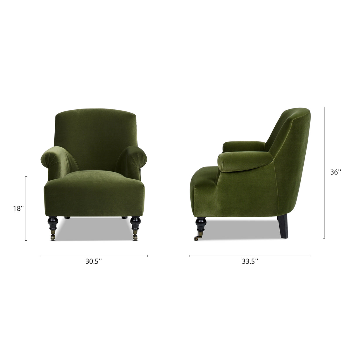 Olive Green Performance Velvet Accent Armchair D153