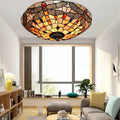 Stained Glass Dragonfly Flush Mount Ceiling Light Fixture U20958