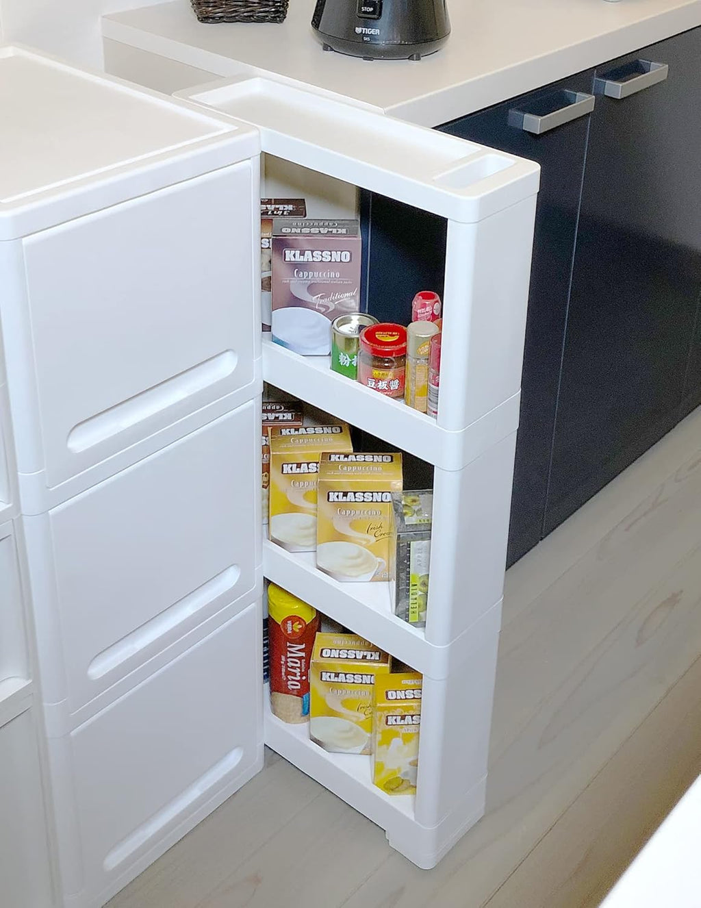 White 4 Tiers Slim Rolling Storage Cart M91733