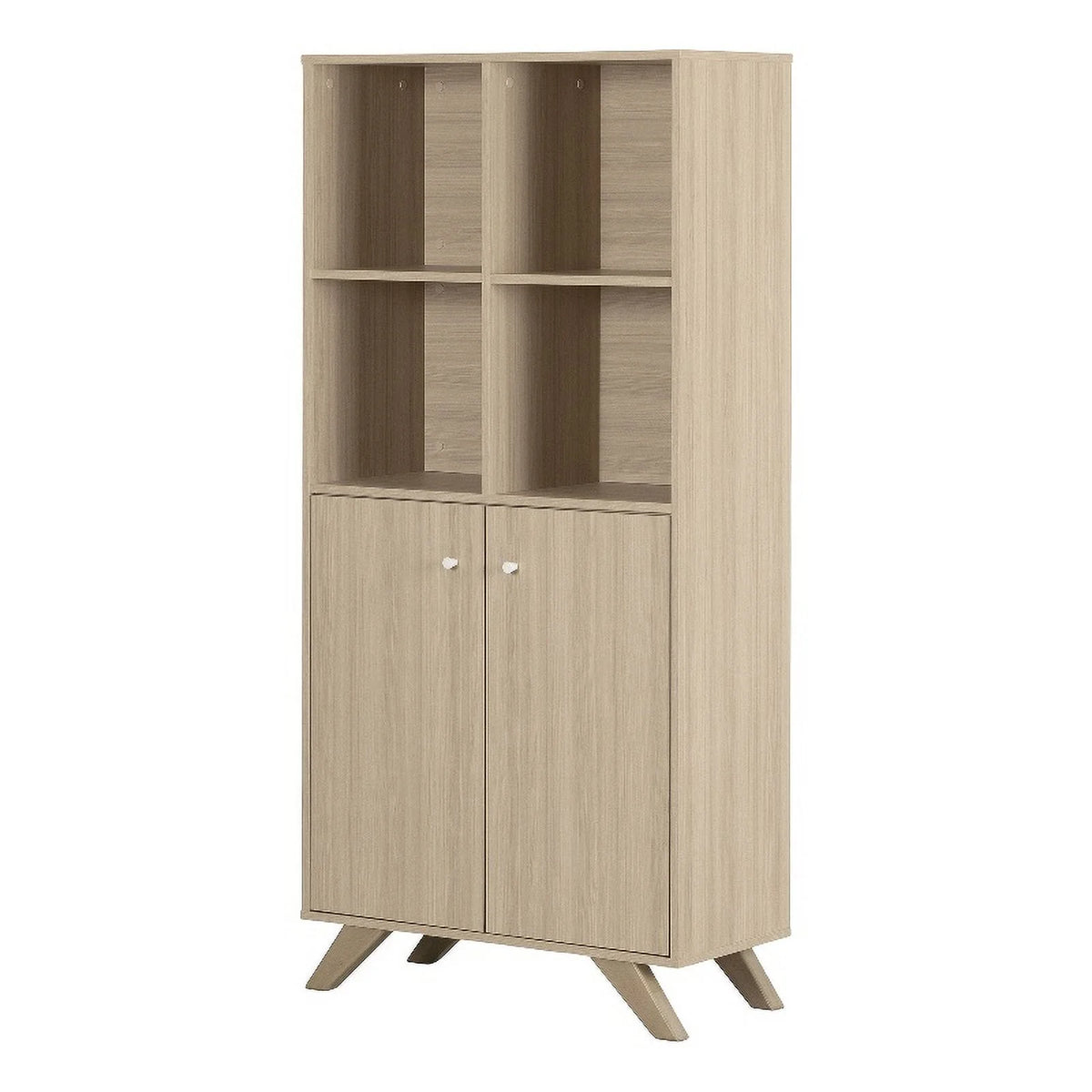 Contemporary Bookcase with 2 Doors & 4 Open Storage Spaces I2773