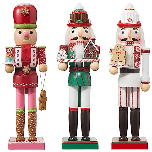3 Pcs Pink Wooden Nutcracker Figures K37257