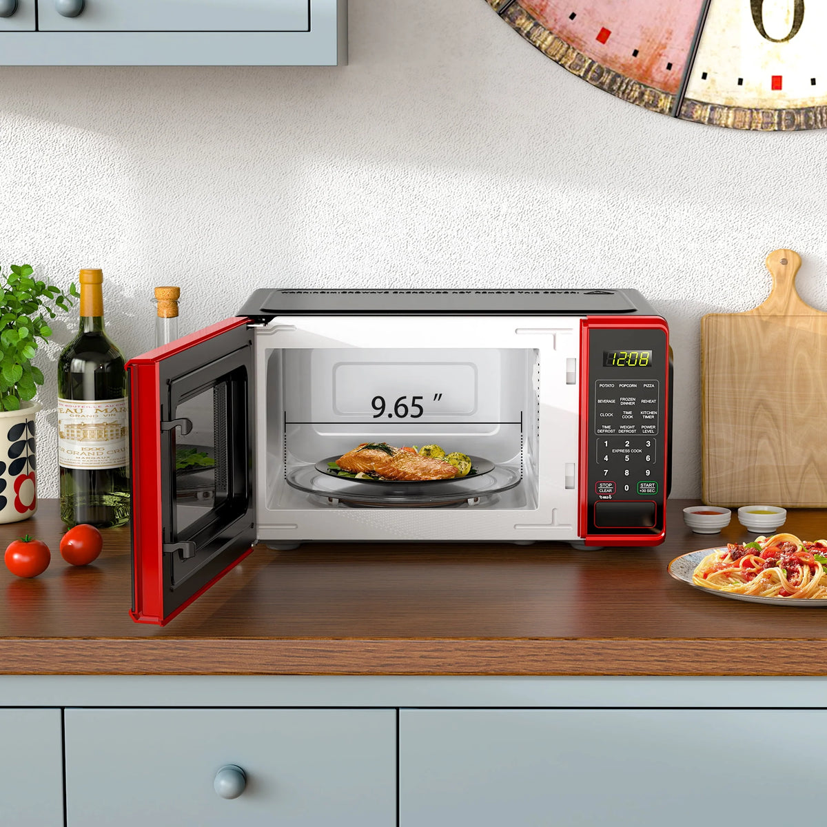 0.7 cu. ft. 700 Watts Red Countertop Microwave Oven Z370575