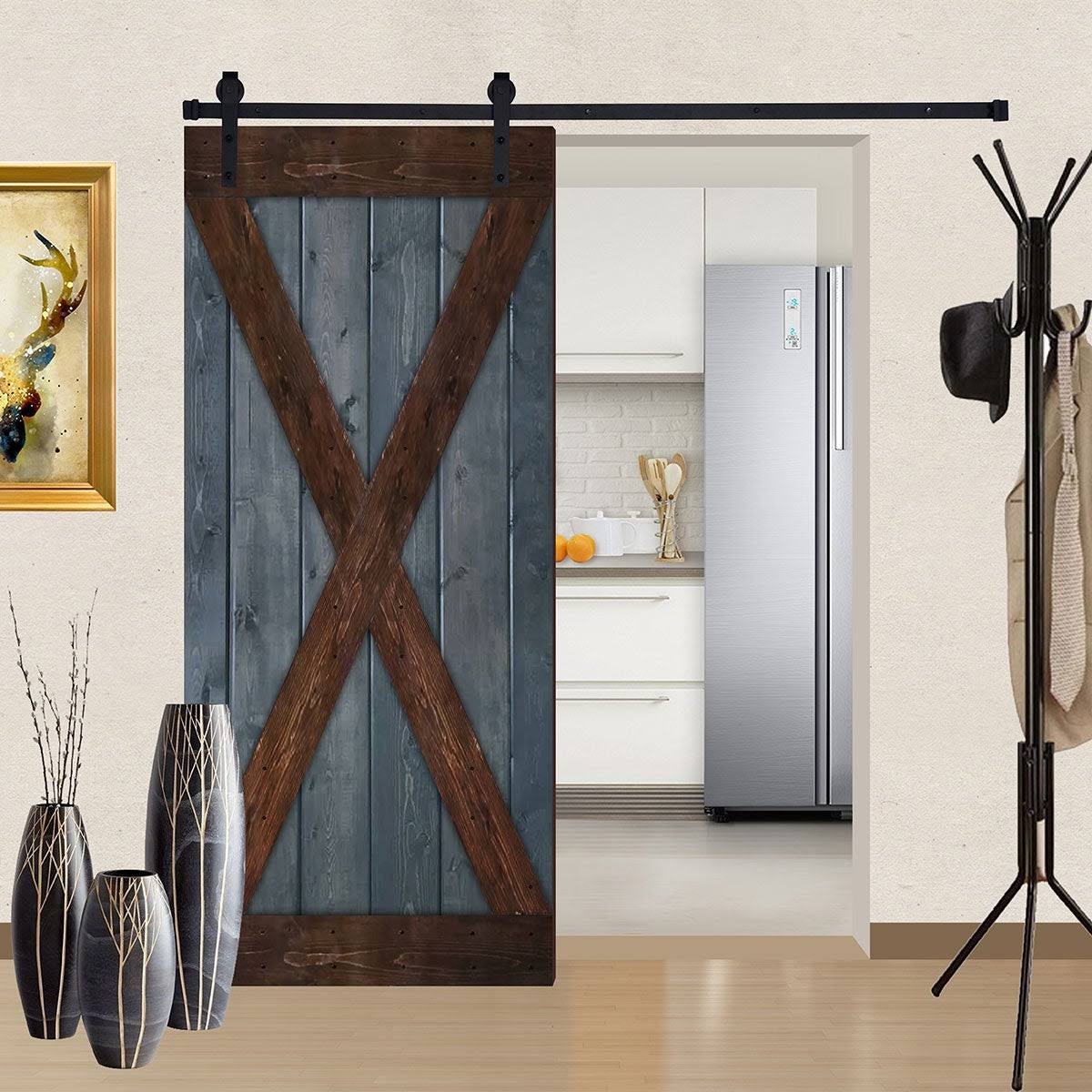 Black & White Contrast Wood Single Barn Door Y254