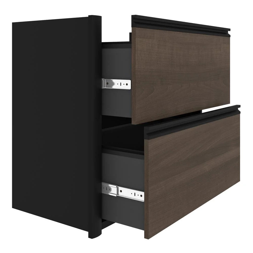 4 Piece L Shaped Computer Desk in Antigua and Black J838555