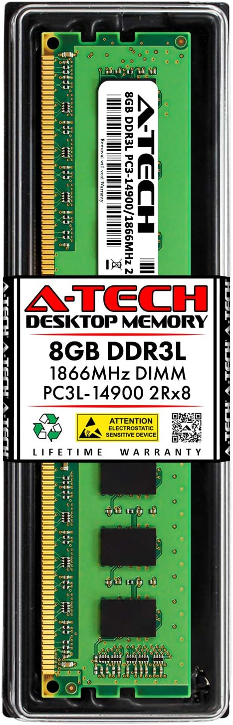 16GB DDR3 / DDR3L 1866MHz Desktop Memory Kit (2 x 8GB) PC3-14900 Non-ECC Unbuffered DIMM 240-Pin 2Rx8 1.35V Low Voltage Dual Rank RAM Z36704