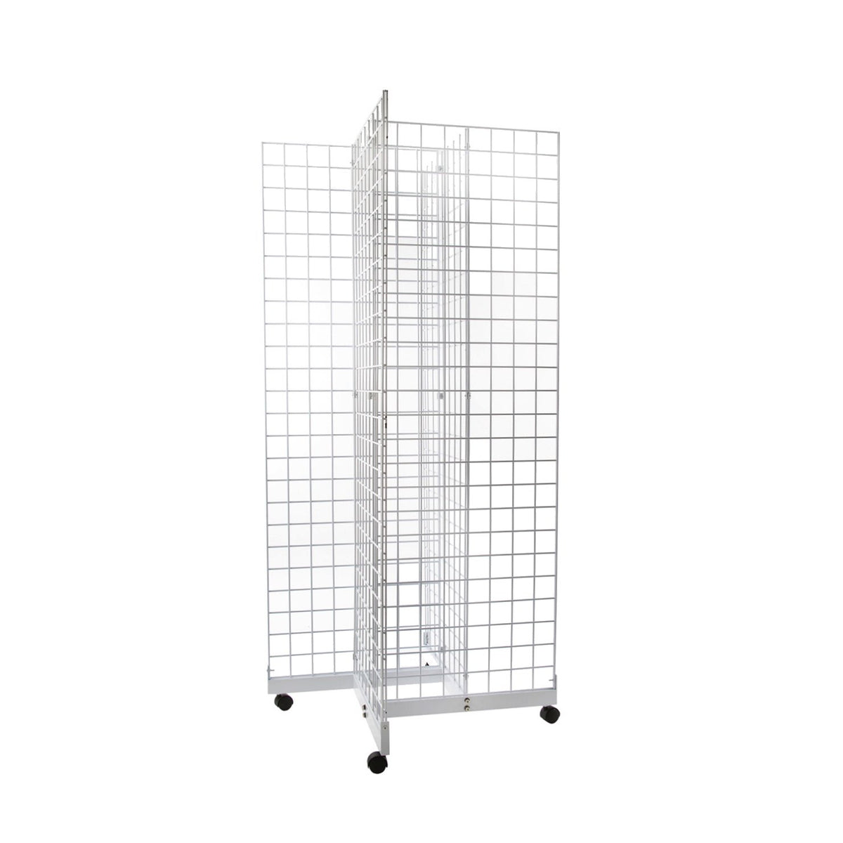 White 4-Way Wire Grid Tower with Base and Casters V5275