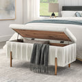 Beige Velvet Storage Bench F733809