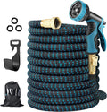50Ft Expandable Garden Hose with Spray Nozzle, Solid Brass Fittings, Pack of 2 R34050