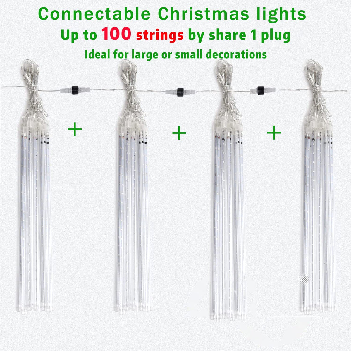 Waterproof 10 Tube 12 Inch 360 LED Meteor Shower Rain Lights H82191