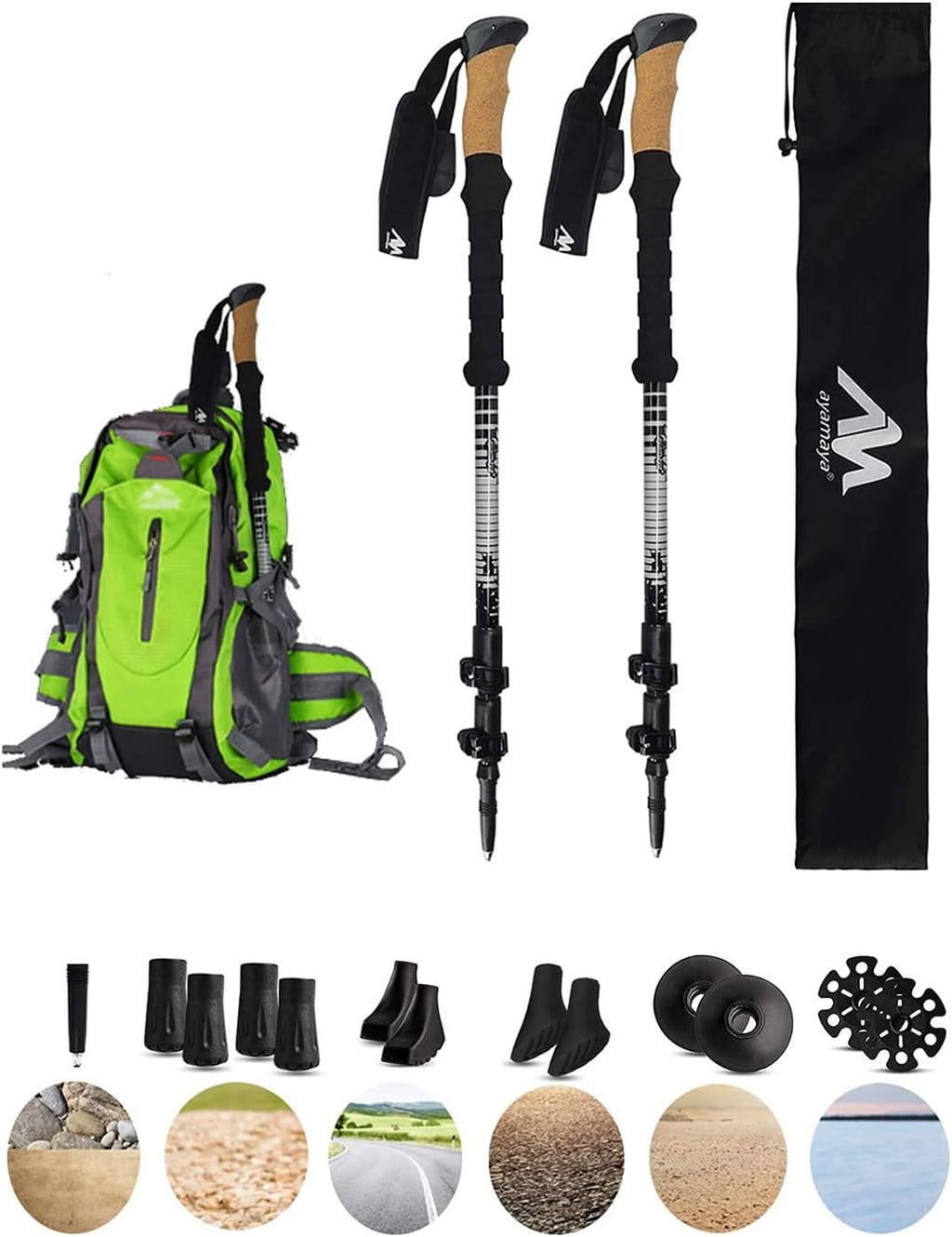 Trekking Poles with Cork Grip Carbon Fiber F829589