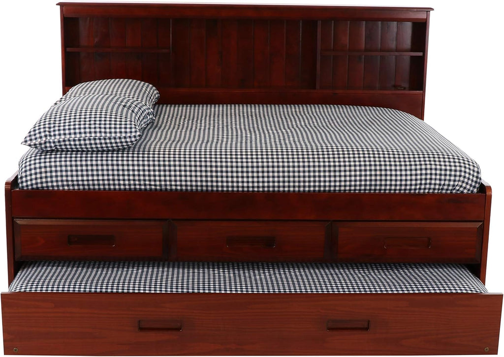 Full Bookcase Daybed with 3 Drawers & Trundle Merlot U431178