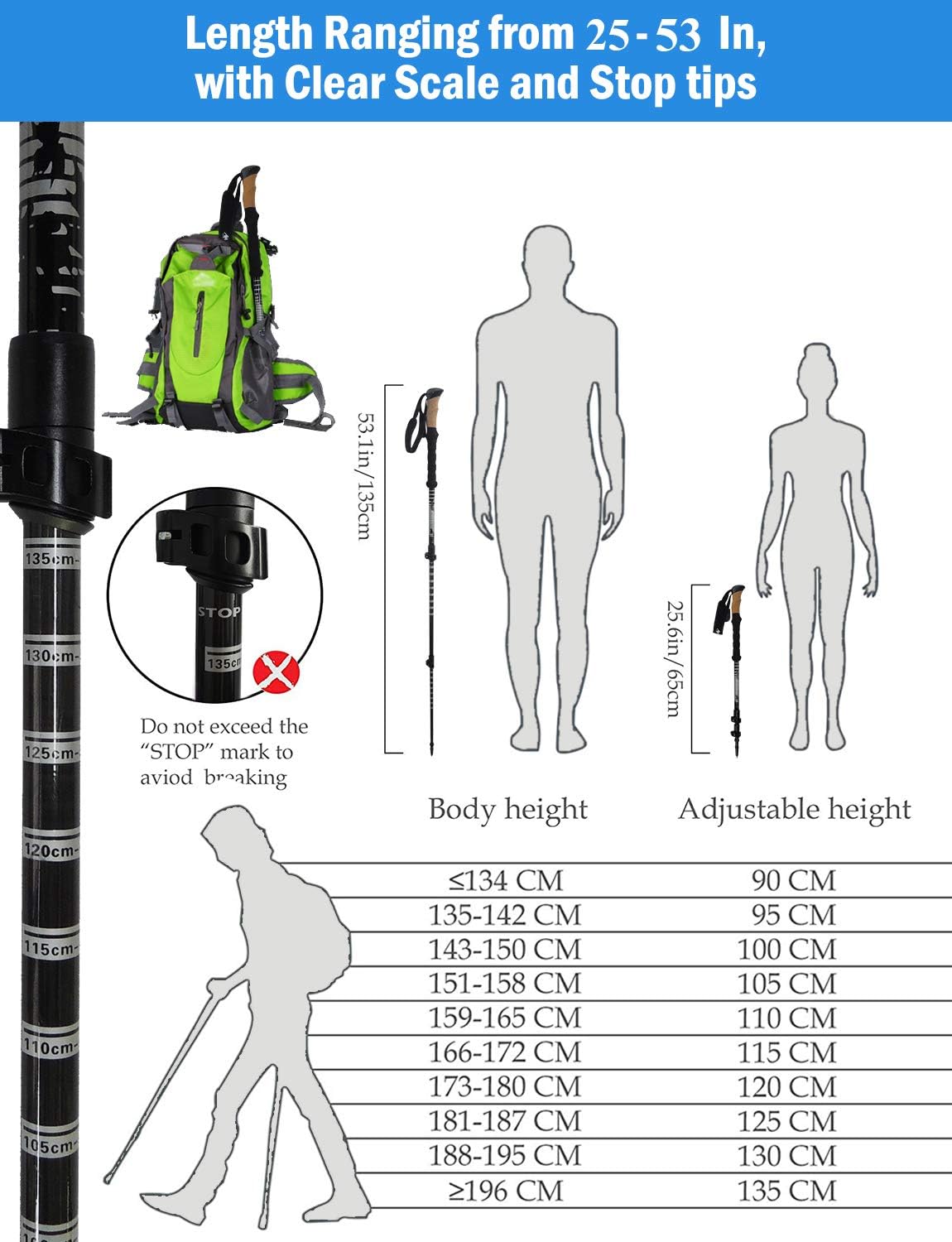 Trekking Poles with Cork Grip Carbon Fiber F829589