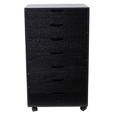 Black 7-Drawer Wood Mobile Vertical Filing Cabinet R651