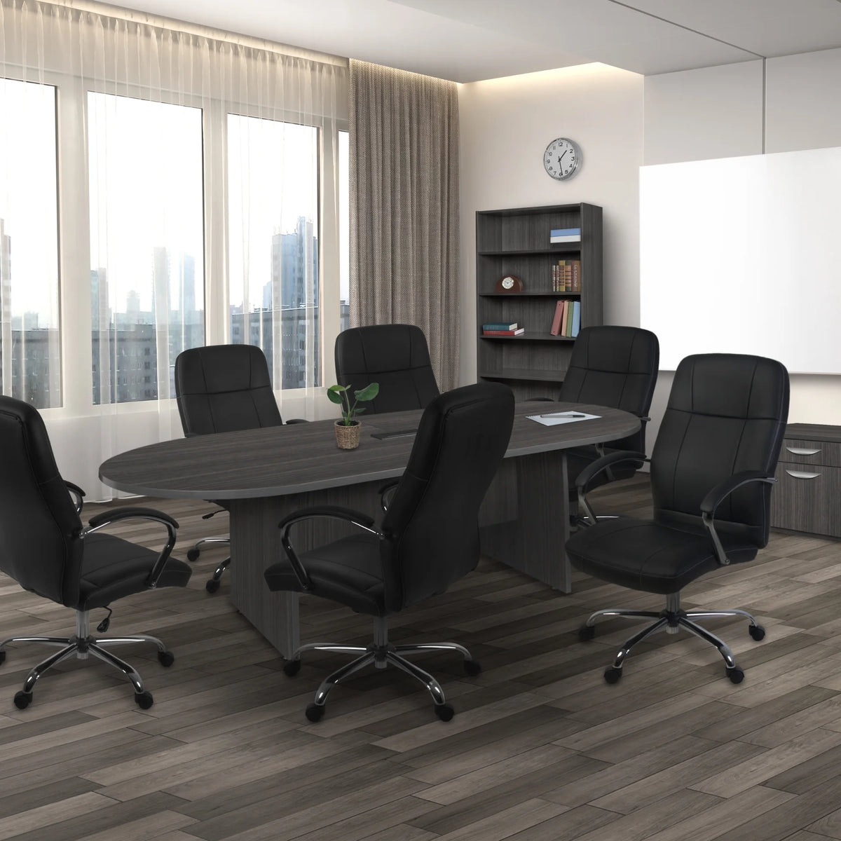 Black Leatherette Executive Office Chair with Arms N84354