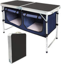 Folding Camp Table with Storage Organizer, Aluminum Adjustable (Black) T6379