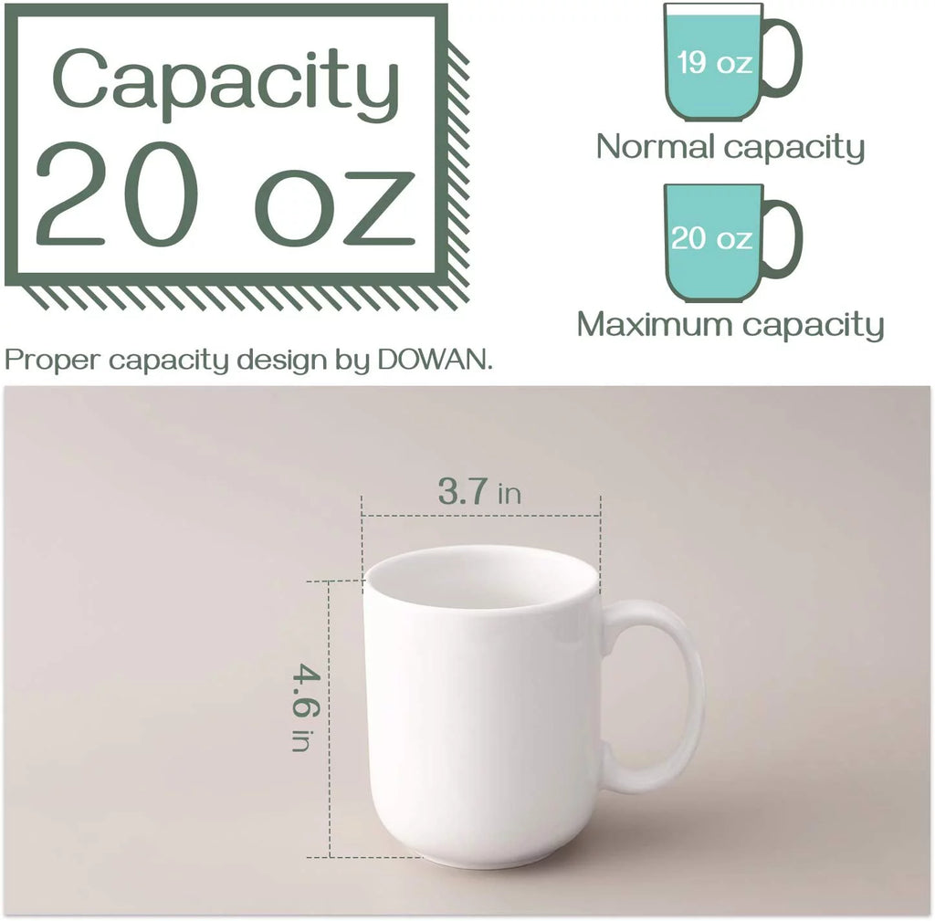 Ceramic Coffee Mugs Set of 6, 20 Ounce White Z6763