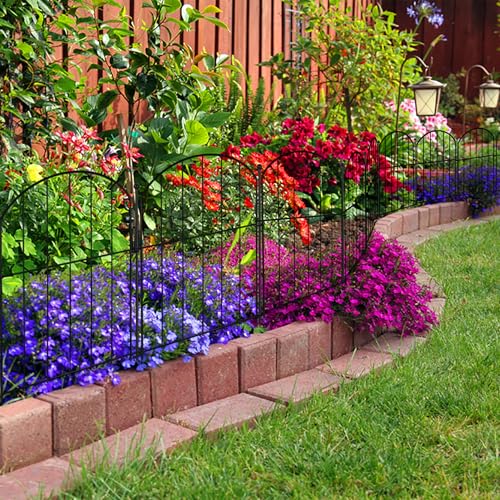 Arched Rustproof Metal Garden Fence Border, 10 Panels, 24 in(H) x 10 ft(L) T4650
