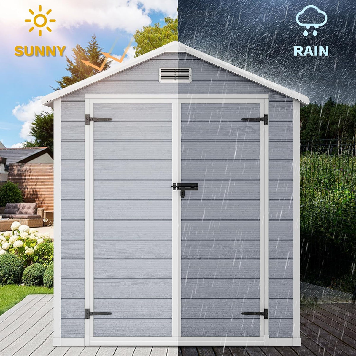 6.2x3.4 FT Resin Storage Shed with Lockable Door H396996