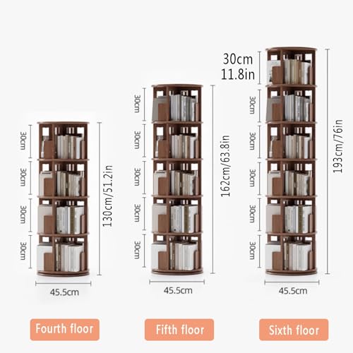 Cherry wood 360° Rotating Bookshelf Tower O92234