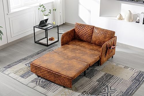 Light Grey Velvet Convertible Sleeper Sofa Bed T73390