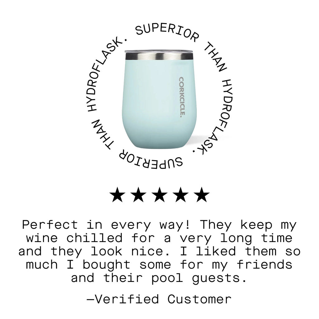 Gloss Powder Blue 12 oz Stainless Steel Stemless Wine Glass N38198