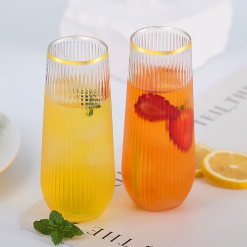48 Pack 9 Oz Clear Plastic Stemless Champagne Flutes N7530