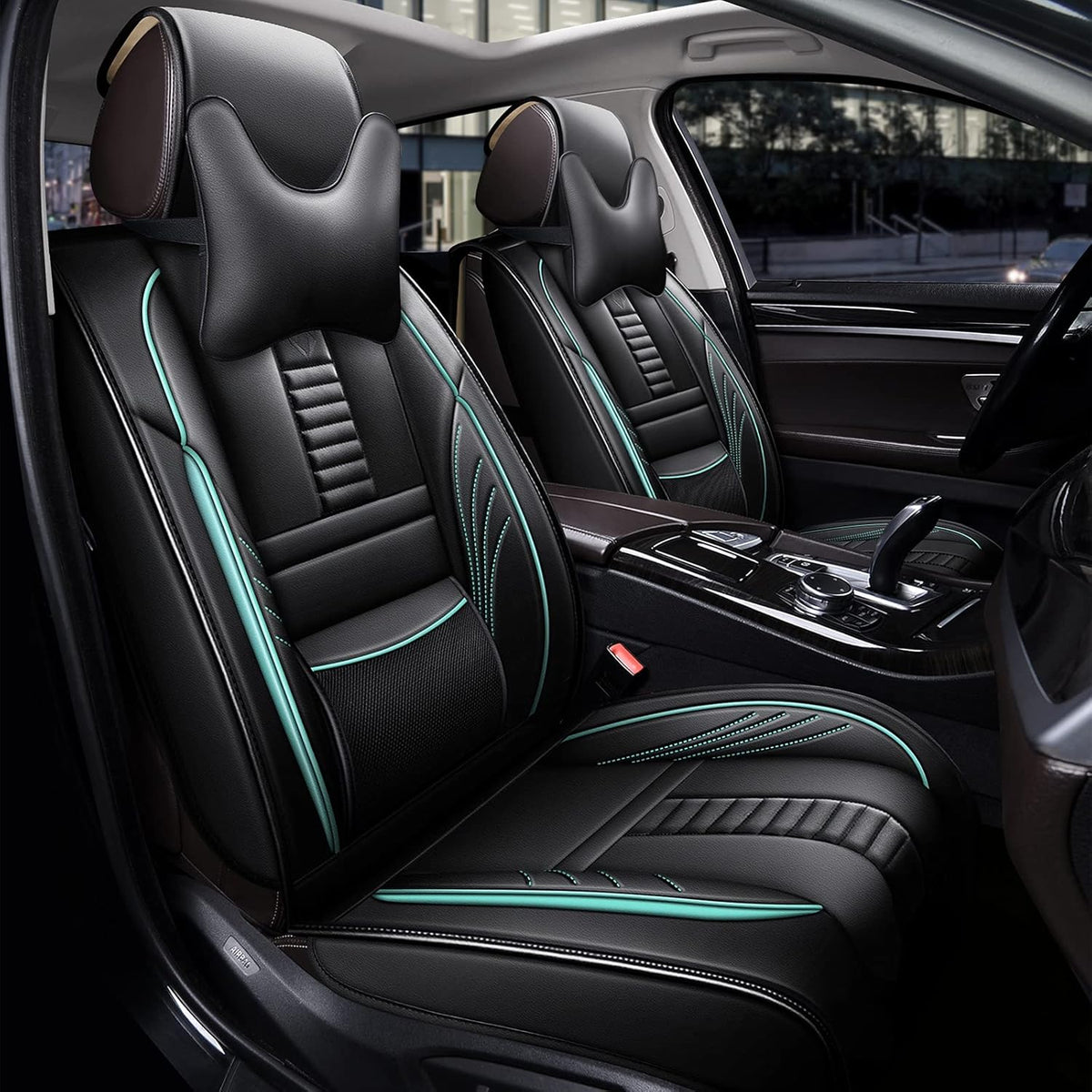 Grey Leather Car Seat Cover 2 Pcs N383