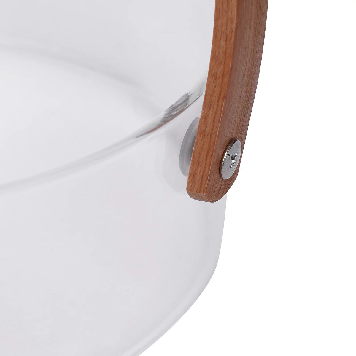 Clear Glass Fruit Serving Bowl with Wood Divider V56374