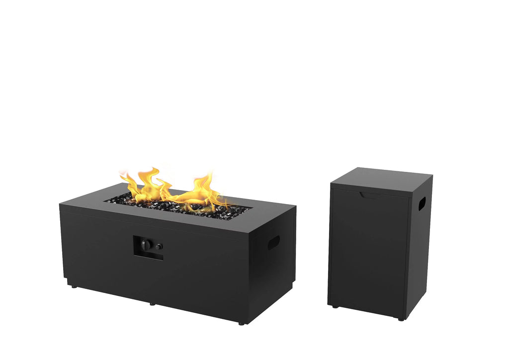 42" Rectangle Gas Fire Pit, Black T87723