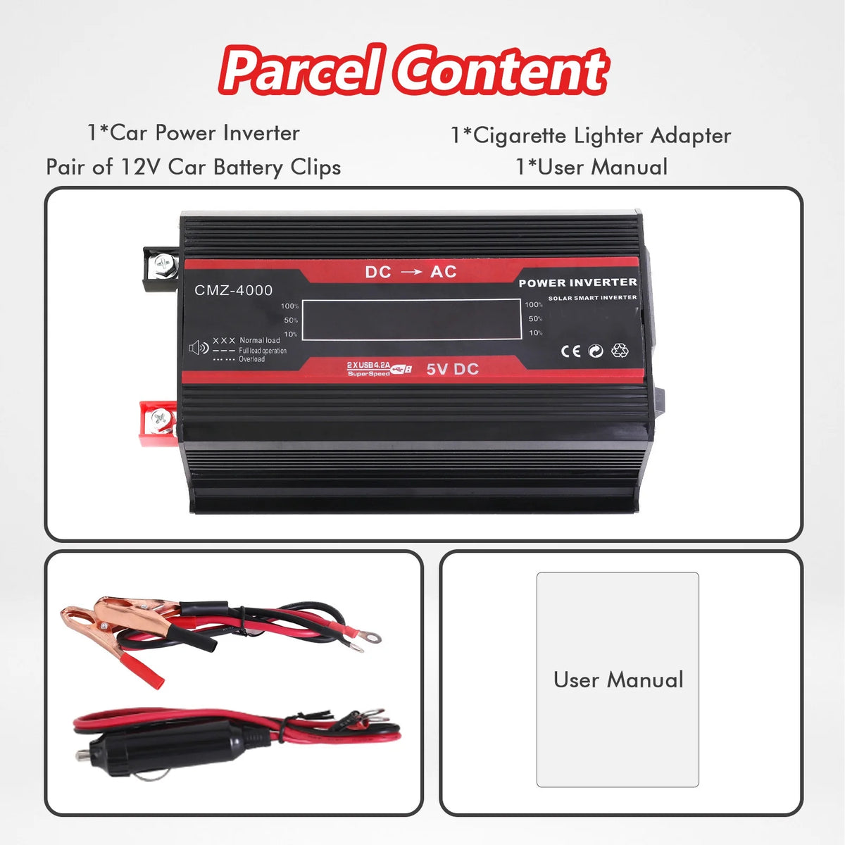 3000W Car Power Inverter 12v DC to 110v AC H355