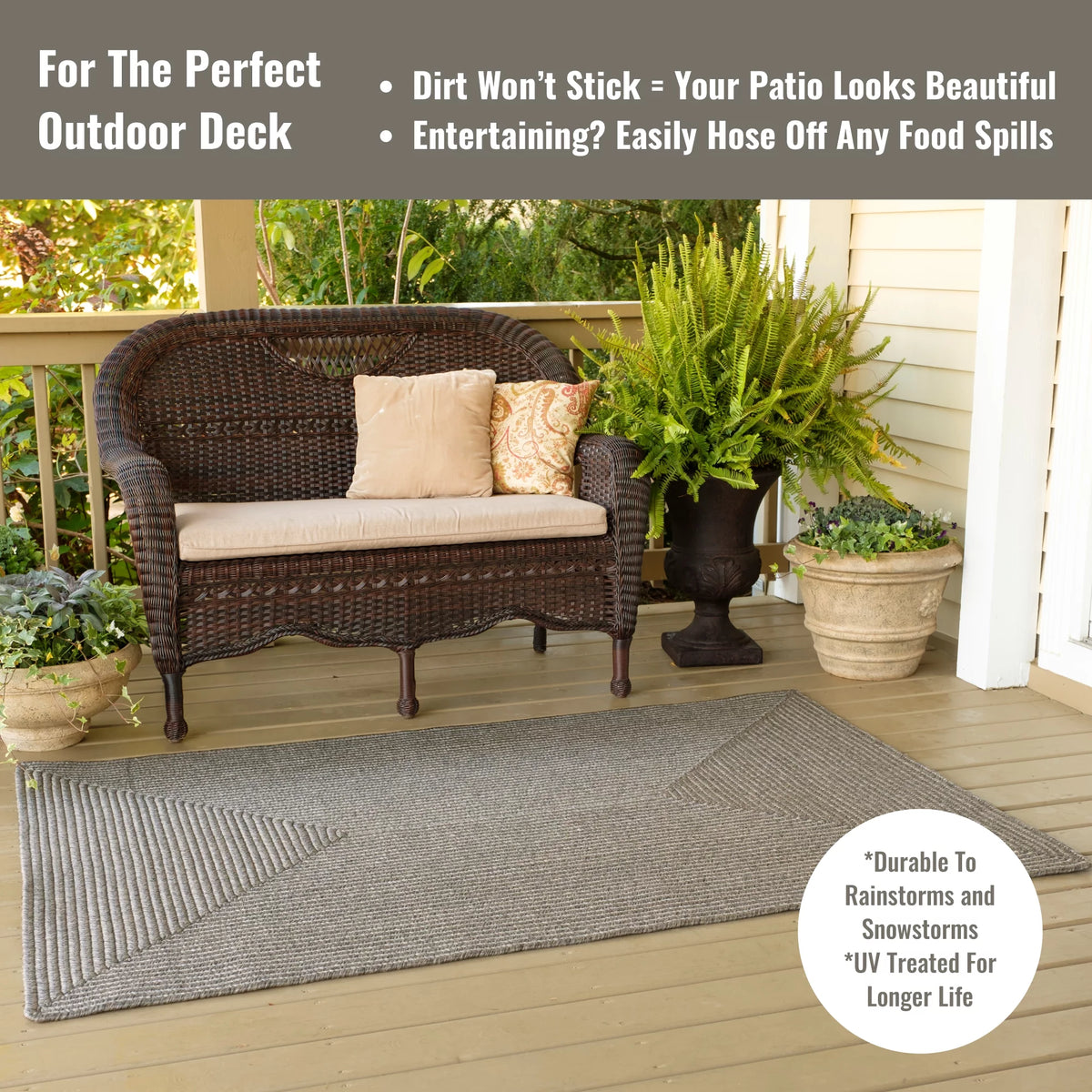 Gray Reversible Braided Rug 4x6 Feet K585593