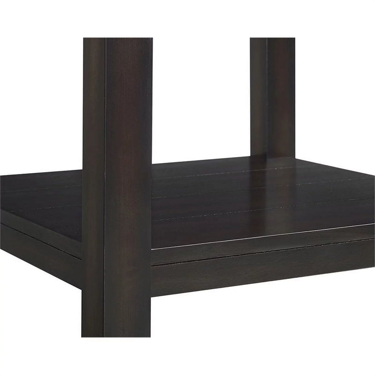 Square Wood End Table with Marble Top and Bottom Shelf in Espresso G4040