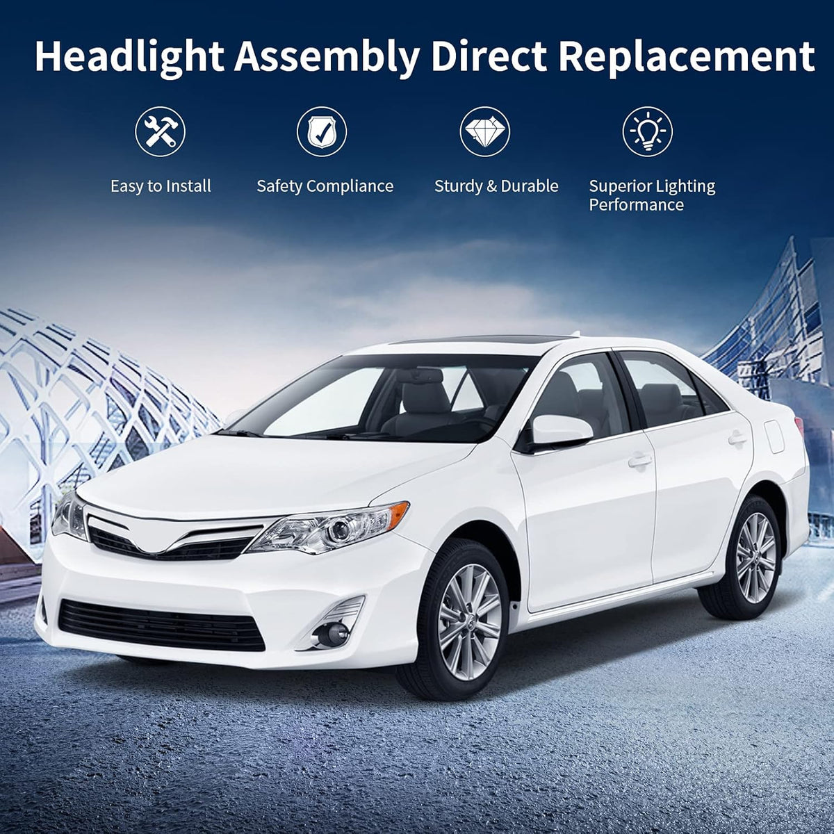 Headlight Assembly with Chrome Housing Clear Lens Y91463