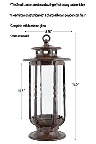 Large Decorative Hurricane Lantern Glass Candle Holder Cast Iron F445