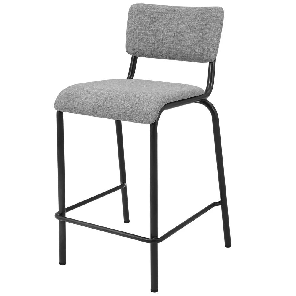 26" Gray Fabric Counter Stool Set of 4 X992058