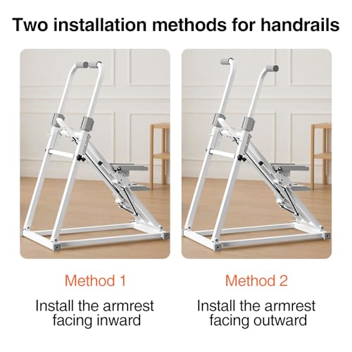 Compact Adjustable Stair Stepper Machine with Handles White N2969