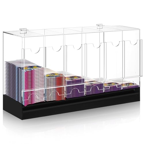 6 Slots Acrylic Booster Pack Dispenser with Black Base I580