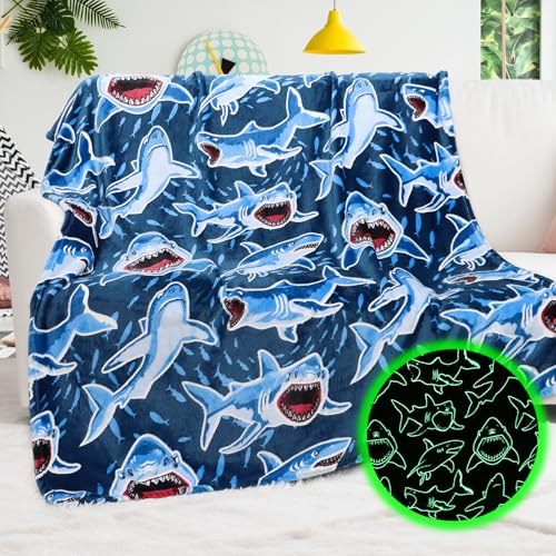 Glow in The Dark Shark Blanket 50x60 inch D2009