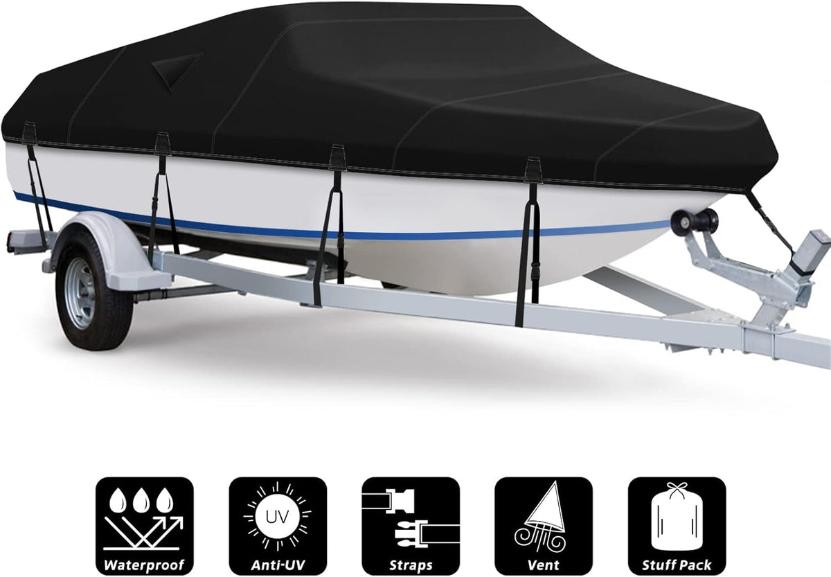 600D Waterproof Heavy Duty Gray Boat Cover 17-19 ft J1719