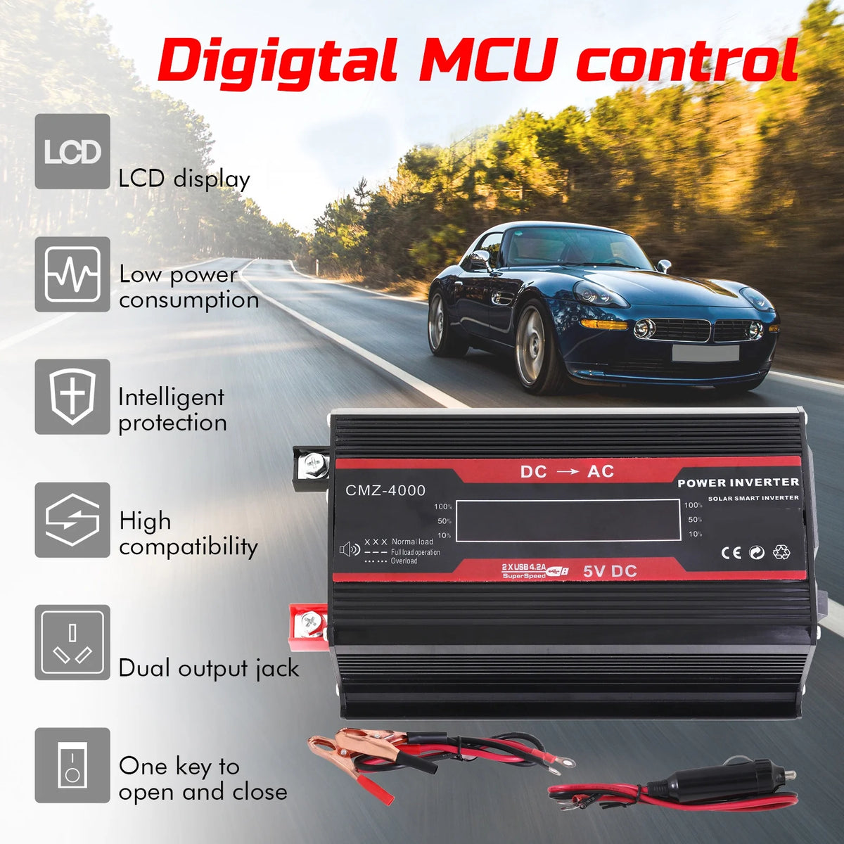 3000W Car Power Inverter 12v DC to 110v AC H355