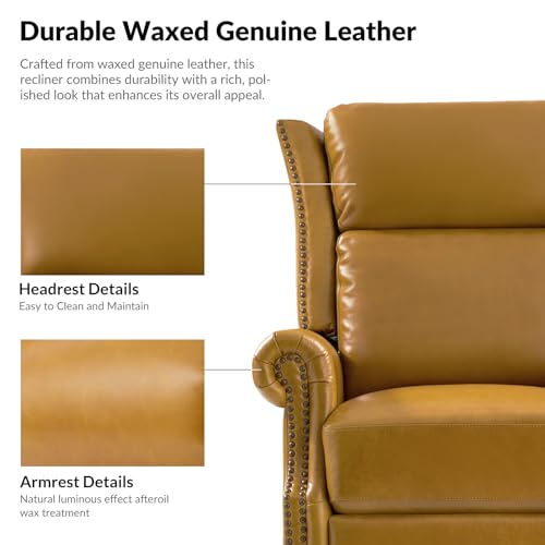 Genuine Leather Swivel Rocker Recliner with Footrest and Lumbar Support Q53520