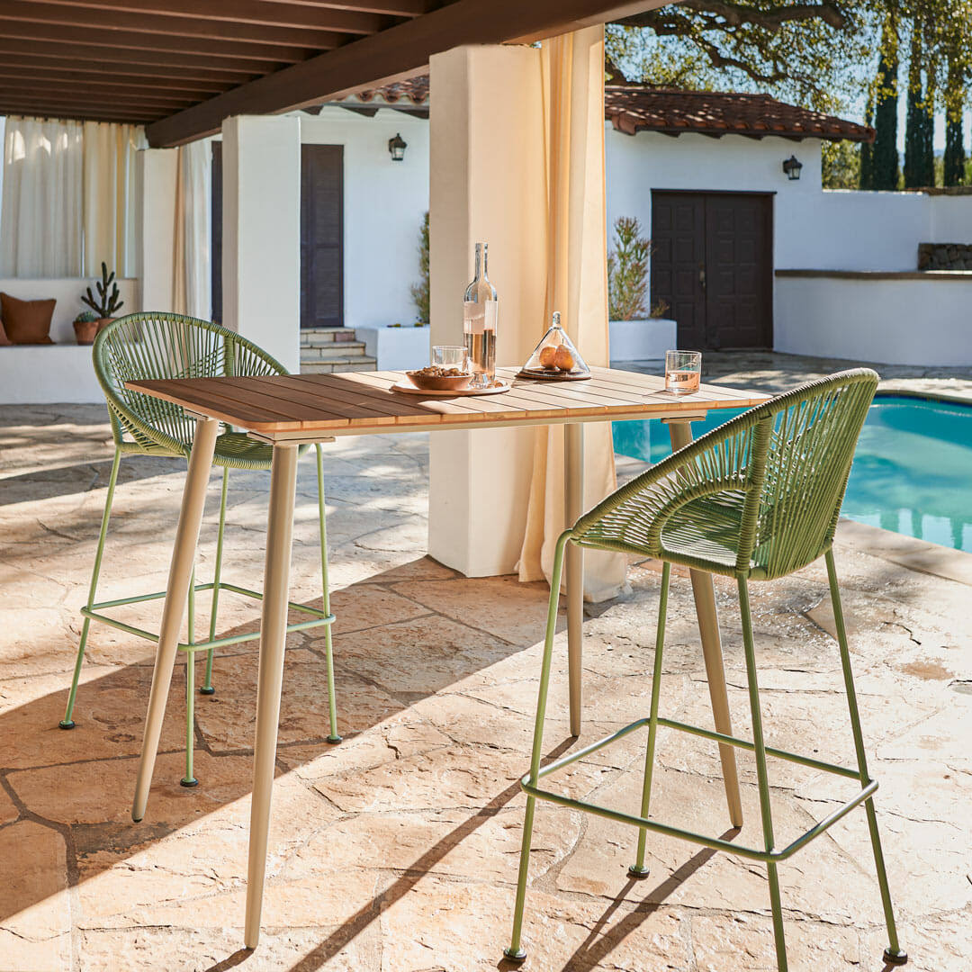 Acacia Bar Table with Slate Metal Legs F383739